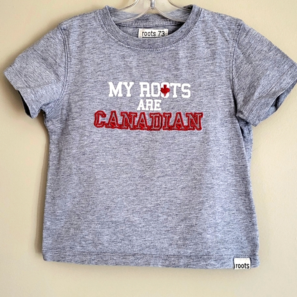 Roots 73 grey/red short sleeve embrodiered tee shirt